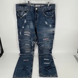 Vintage Americana‎ Denim Outpost Jeans Mens 38/34 Distressed Motorcycle Moto